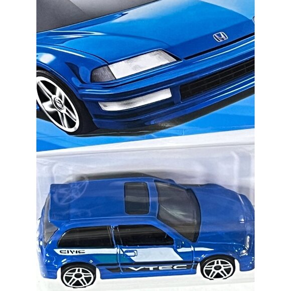 Hot Wheels Honda Civic EF 1990 Blue HW 70s vs 90s JDM VTEC Diecast - Picture 3 of 5